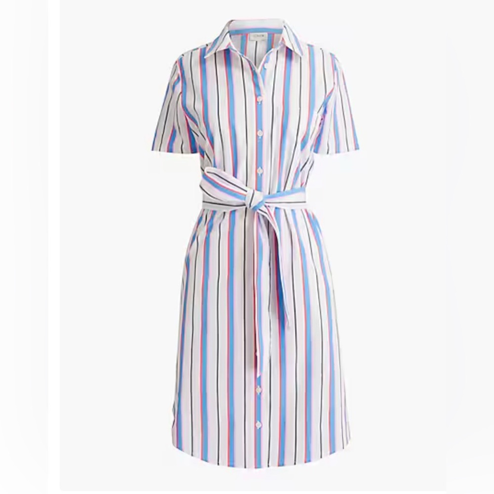 NWT J. Crew Factory Short Sleeved Striped Shirt Dress with pockets!